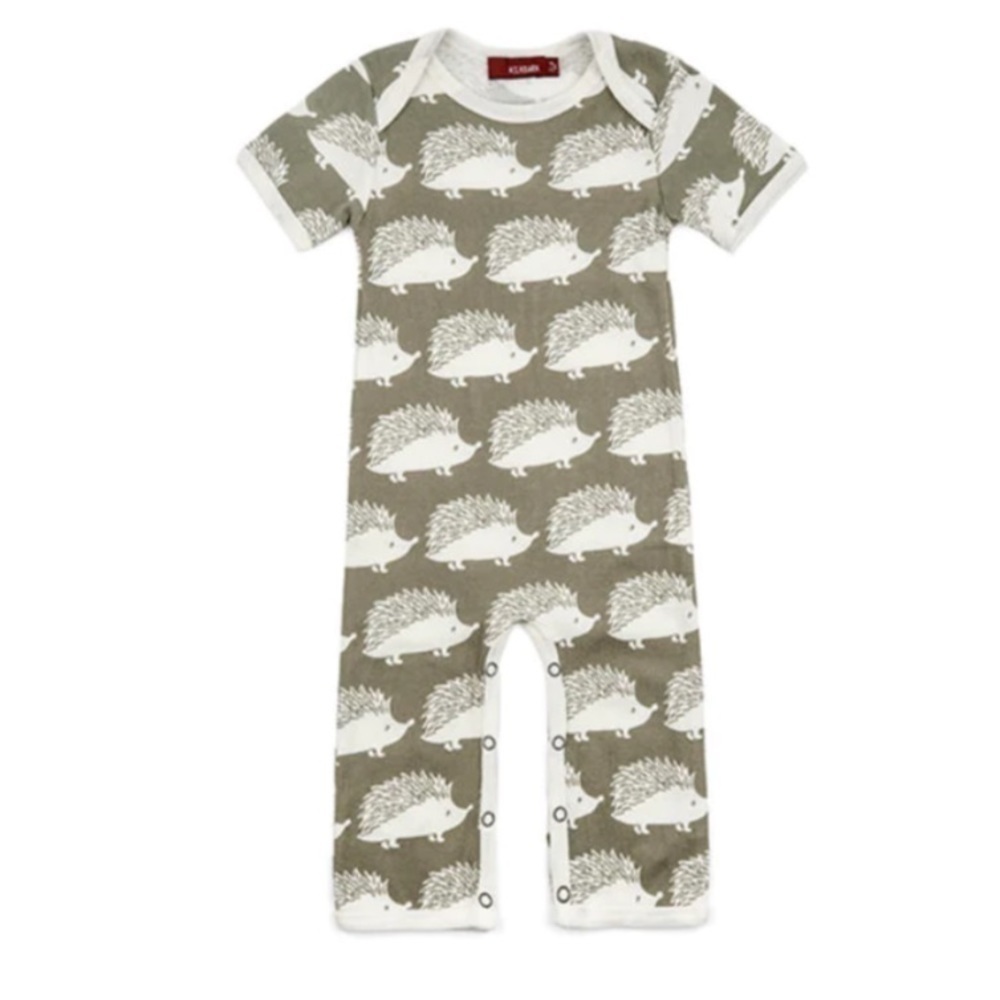 Milkbarn Short Sleeve Romper
Organic cotton, Grey Hedgehog 3/6m